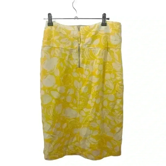 Anthropologie Lemon Print Linen Blend Skirt Size 12 - Picture 3 of 6